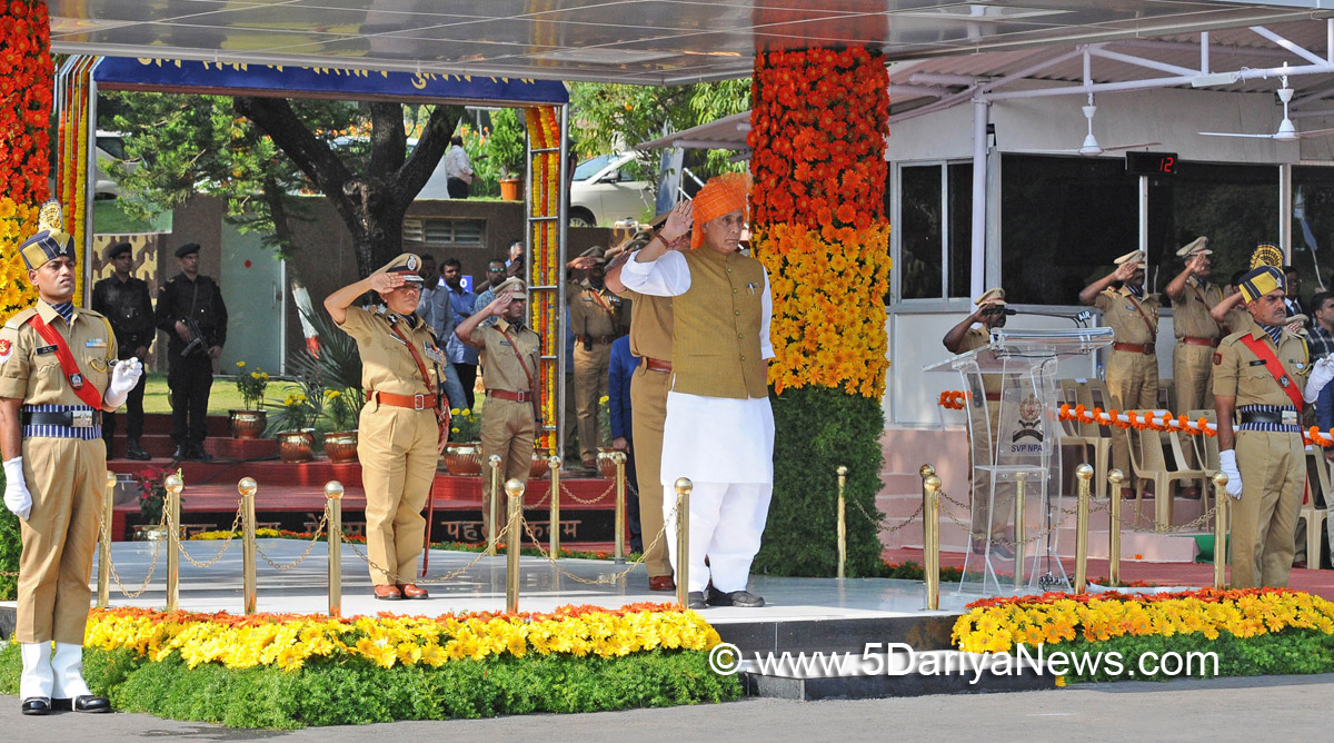 The Union Home Minister, Shri Rajnath Singh taking salute at the Passing Out Parade of IPS Probationers, at Sardar Vallabhbhai Patel National Police Academy, in Hyderabad on October 30, 2017.