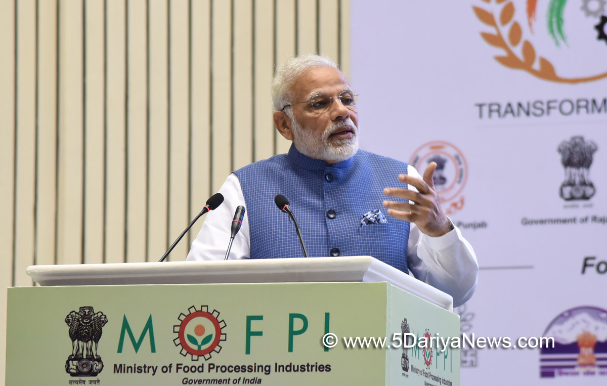 The Prime Minister, Shri Narendra Modi addressing the gathering at the inauguration ceremony of the World Food India 2017, in New Delhi on November 03, 2017.
