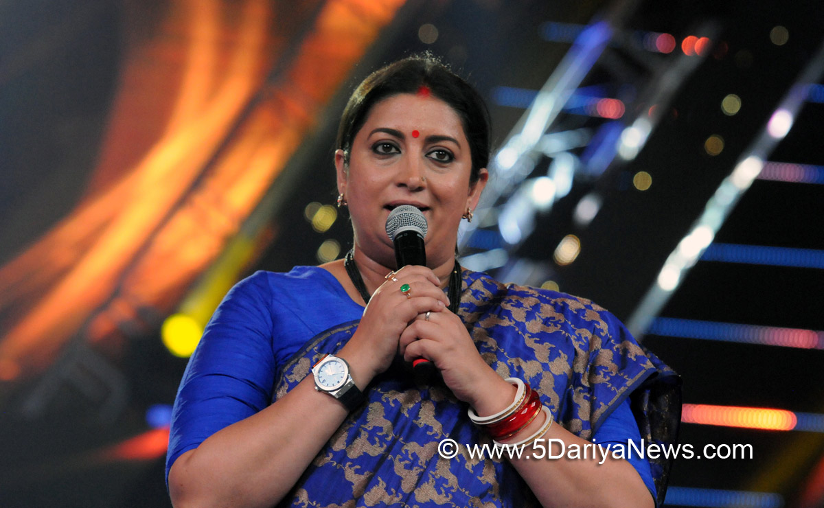 The Union Minister for Textiles and Information & Broadcasting, Smt. Smriti Irani addressing the gathering, at the inaugural ceremony of the 48th International Film Festival of India (IFFI-2017), in Panaji, Goa on November 20, 2017. 