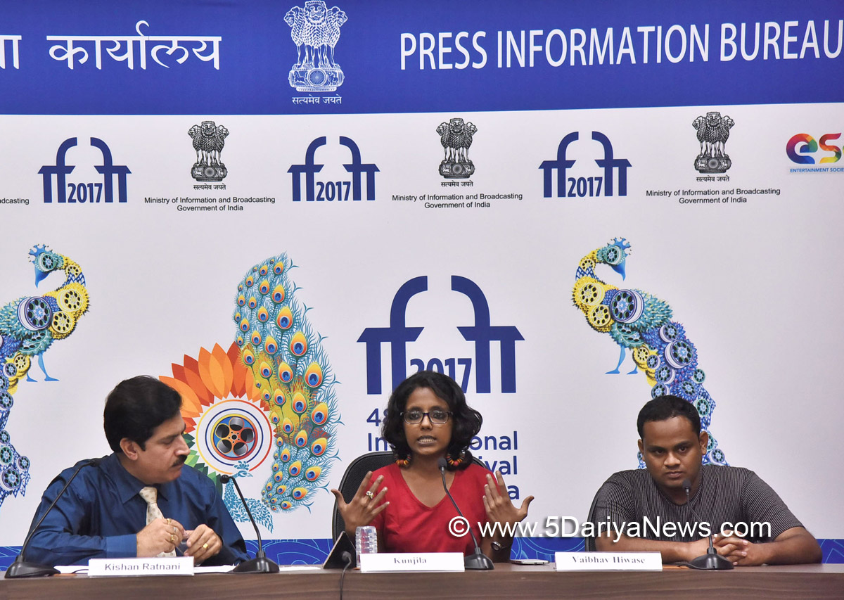 The Non-Feature film Director Kunjila and the Director Vaibhav Hiwase at the Indian Panorama Press Conference, during the 48th International Film Festival of India (IFFI-2017), in Panaji, Goa on November 25, 2017.