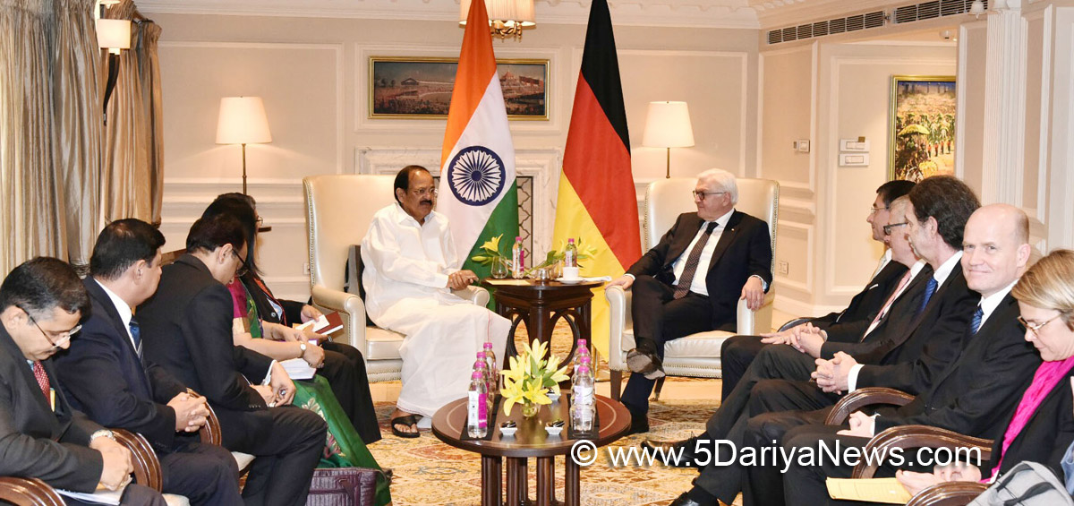 The Vice President, Shri M. Venkaiah Naidu calling on the President of the Federal Republic of Germany, Dr. Frank-Walter Steinmeier, in New Delhi on March 24, 2018.