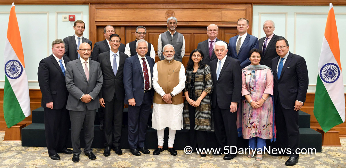 The Prime Minister, Shri Narendra Modi with the Board members of United States India Business Council (USIBC), in New Delhi on September 07, 2018.
