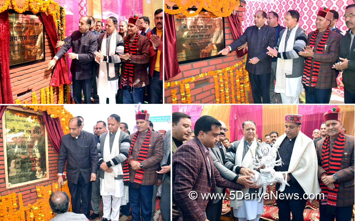Jai Ram Thakur lays foundation stone of biggest water supply scheme of state in Seraj Constituency