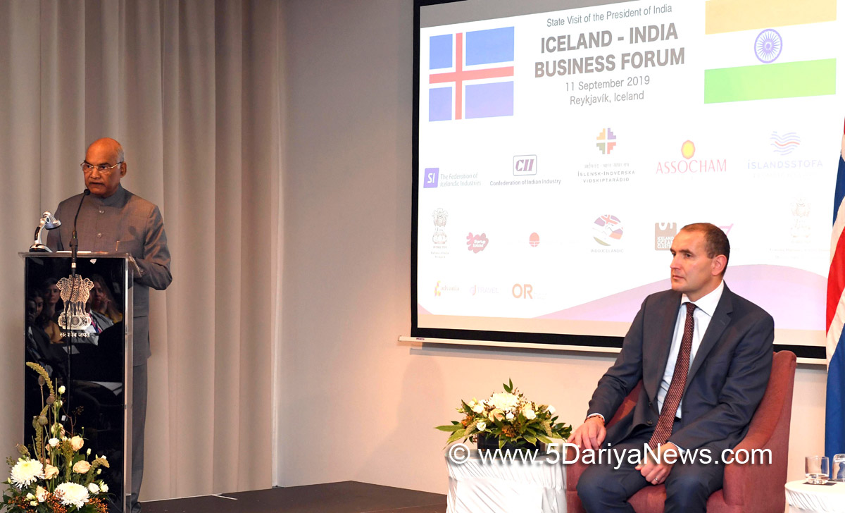 	Ram Nath Kovind addresses India-Iceland Business Forum on the final day of his state visit to Iceland