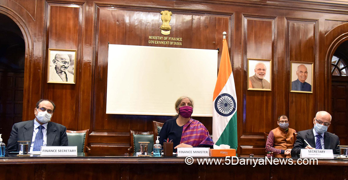 The Union Minister for Finance and Corporate Affairs, Smt. Nirmala Sitharaman chairing the second Pre- Budget consultations with the Industrialists, through video conferencing, in New Delhi on December 14, 2020.