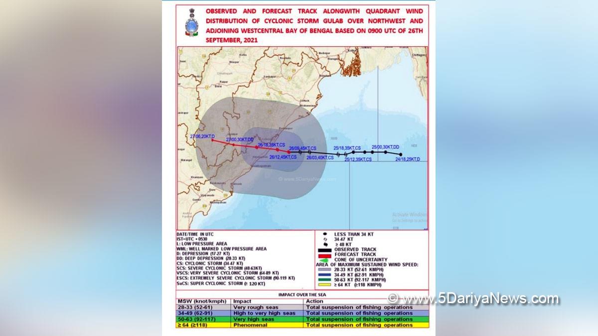 Weather, Chhattisgarh, Cyclonic Storm, Gulab, Kalingapatnam