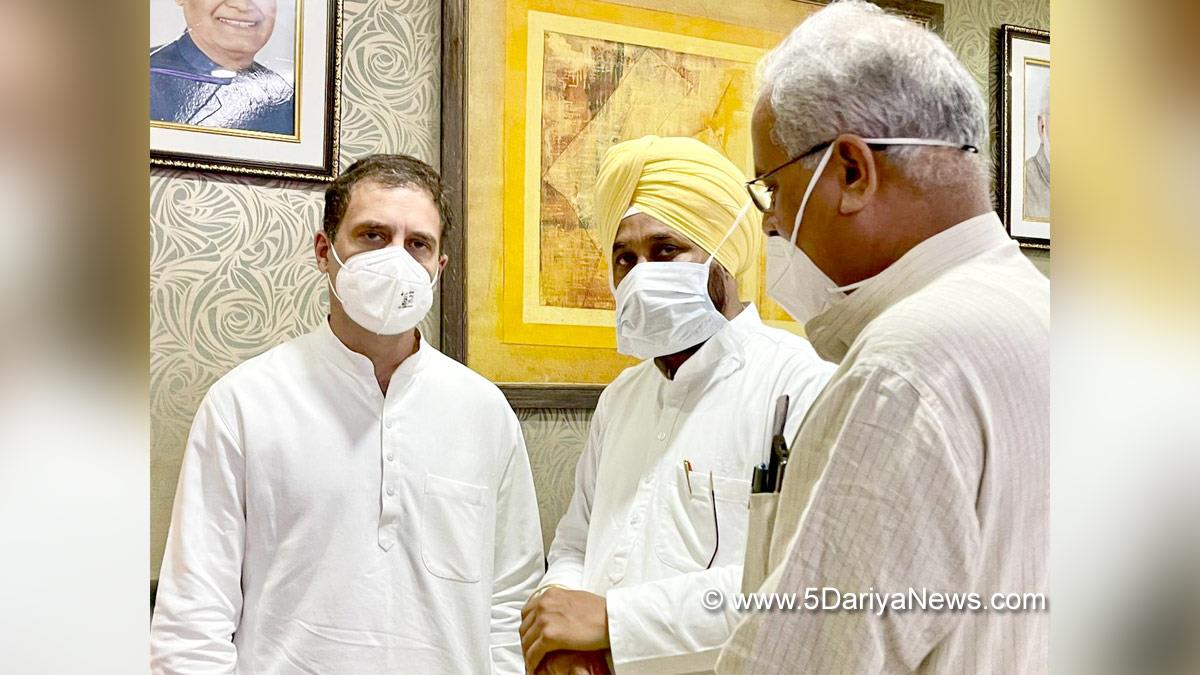 Rahul Gandhi, Indian National Congress, Congress, All India Congress Committee, Charanjit Singh Channi, Punjab Pradesh Congress Committee, Congress, Chandigarh, Punjab Congress, Government of Punjab, Punjab Government, Punjab, Bhupesh Baghel, Indian National Congress, Congress, All India Congress Committee, Chhattisgarh, Raipur, Chief Minister of Chhattisgarh, Mallikarjun Kharge, Indian National Congress, Congress, All India Congress Committee