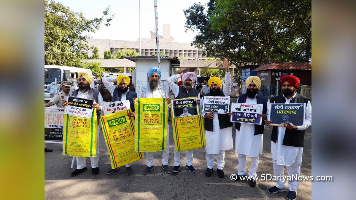 Harpal Singh Cheema, AAP, Aam Aadmi Party, Aam Aadmi Party Punjab, AAP Punjab, DAP fertilizer issue, Protest, Agitation, Demonstration
