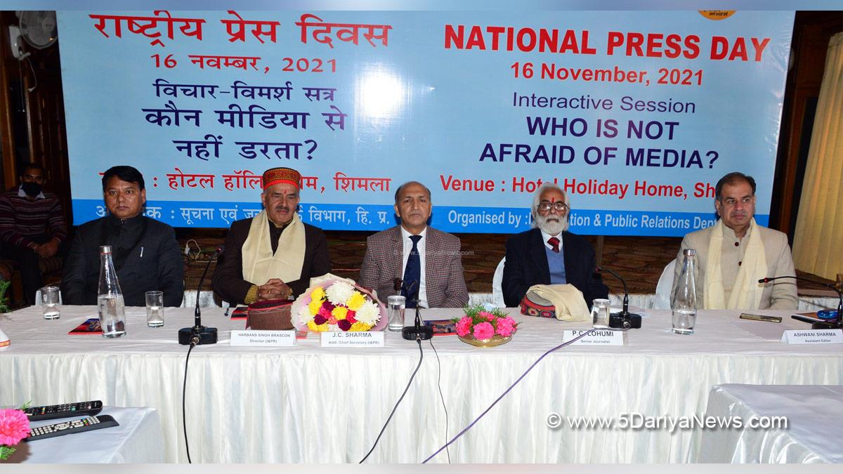 DIPR JK, Himachal Pradesh, Himachal, J.C Sharma, National Press Day