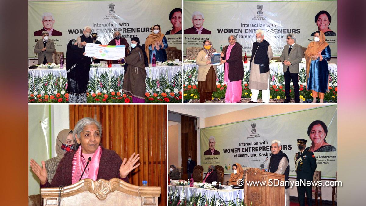 Manoj Sinha, Lieutenant Governor J&K, Raj Bhavan, Jammu, Srinagar, Kashmir, Jammu And Kashmir, Jammu & Kashmir, Nirmala Sitharaman, UMEED, SAATH, HAUSLA, TEJASWINI, Jammu Kashmir Rural Livelihoods Mission, Dr. Syed Sehrish Asgar