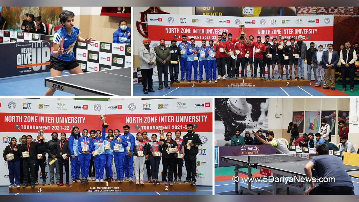 Chitkara University, Banur, Rajpura, North Zone Table Tennis Tournament, Sports News, LT. Anil Rana