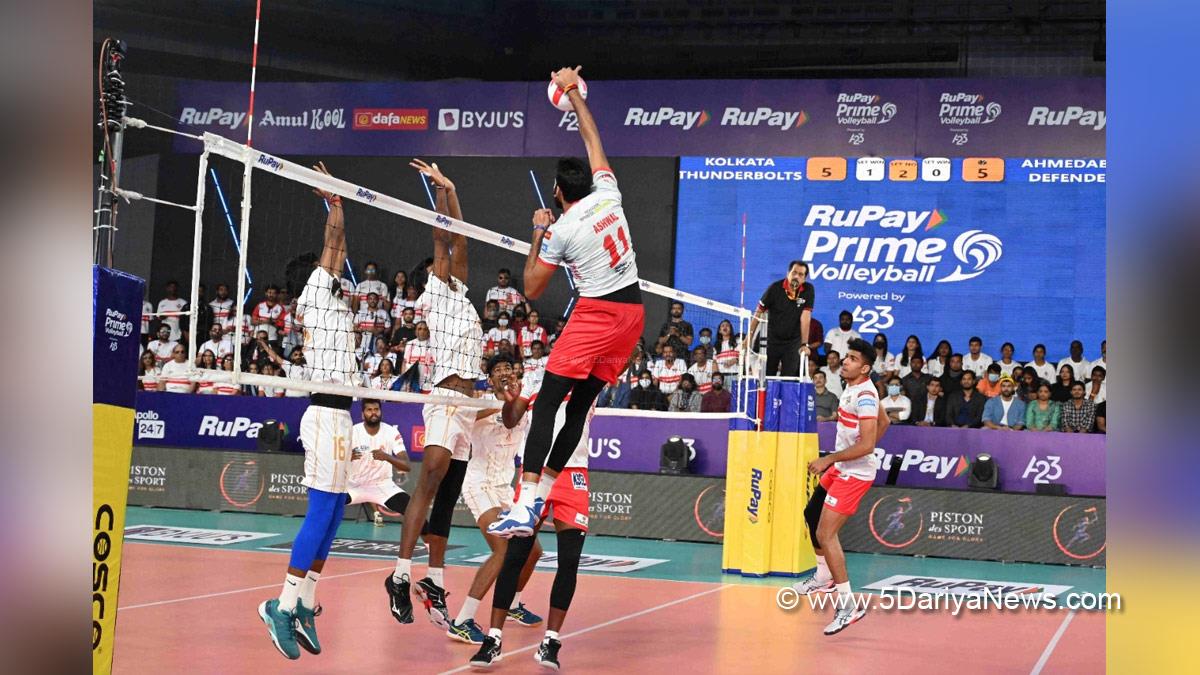 Sports News, Prime Volleyball League, Volleyball, Kolkata Thunderbolts, Ahmedabad Defenders