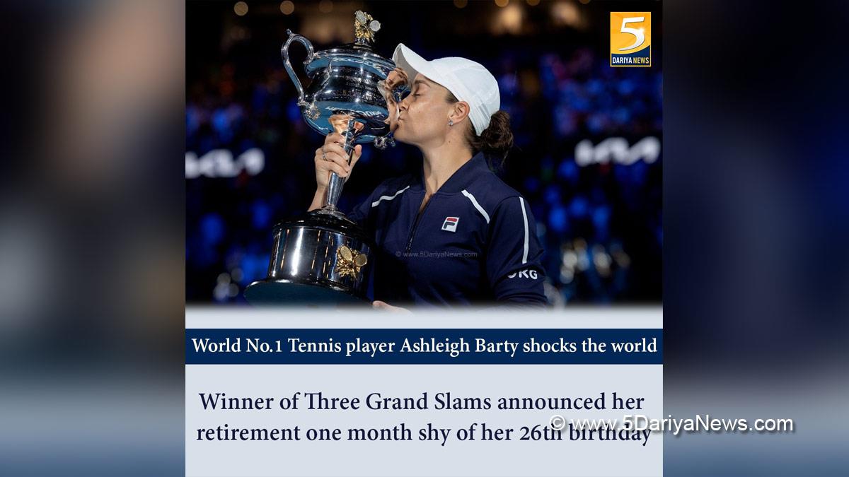 World No.1 Tennis player Ashleigh Barty shocks the world; retires at 25   Sydney  Women