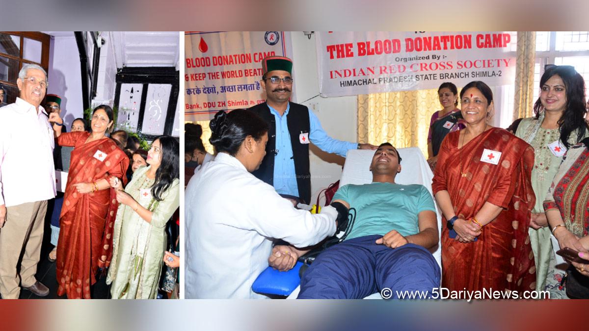 Rajendra Vishwanath Arlekar, Himachal Pradesh, Himachal, Bharatiya Janata Party, BJP, BJP Himachal, Shimla, Raj Bhawan, Special Day, Red Cross, Indian Red Cross Society, World Red Cross Day 2022, World Red Cross Day, Blood Camp,Dr. Sadhana Thakur