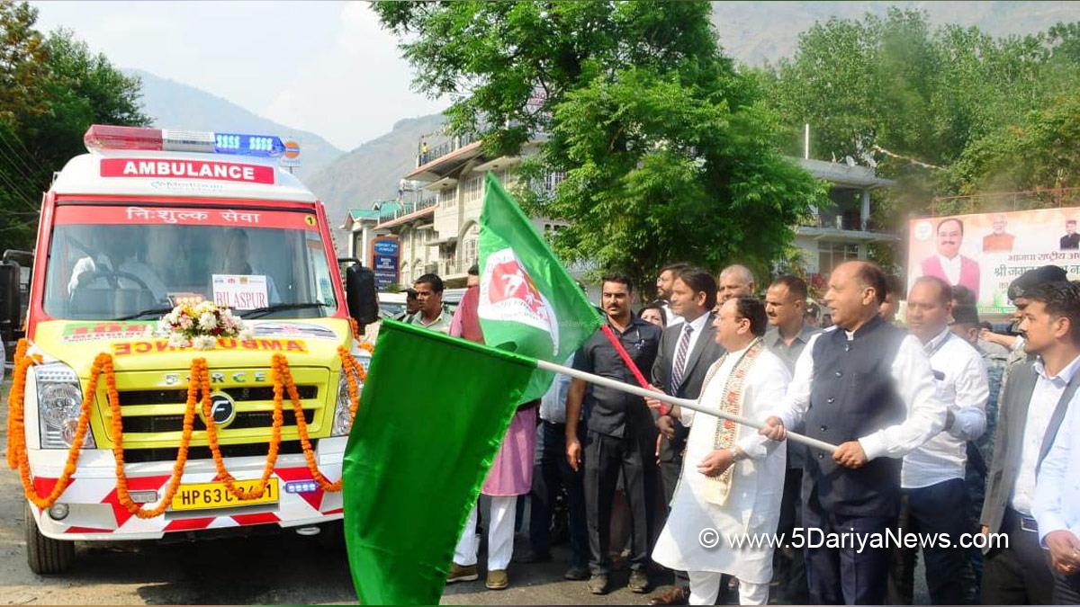 Jagat Prakash Nadda, BJP President, BJP, Bharatiya Janata Party, Jai Ram Thakur, Himachal Pradesh, Himachal, BJP Himachal, Chief Minister of Himachal Pradesh , BJP Himachal Pradesh, Bhuntar, Kullu, National Ambulance Service, Hemraj Bairwa