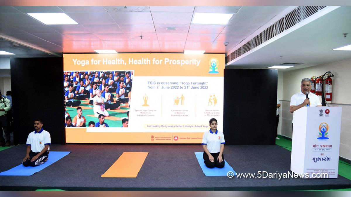 Bhupender Yadav, Minister for Labour & Employment and Environment, Forest and Climate Change, BJP, Bharatiya Janata Party, ESIC Yoga Fortnight, International Yoga Day