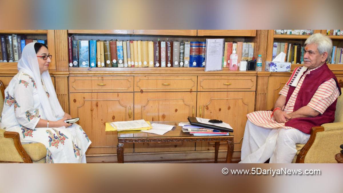 Manoj Sinha, Lieutenant Governor J&K, Raj Bhavan, Jammu, Srinagar, Kashmir, Jammu And Kashmir, Jammu & Kashmir, Dr Darakhshan Andrabi