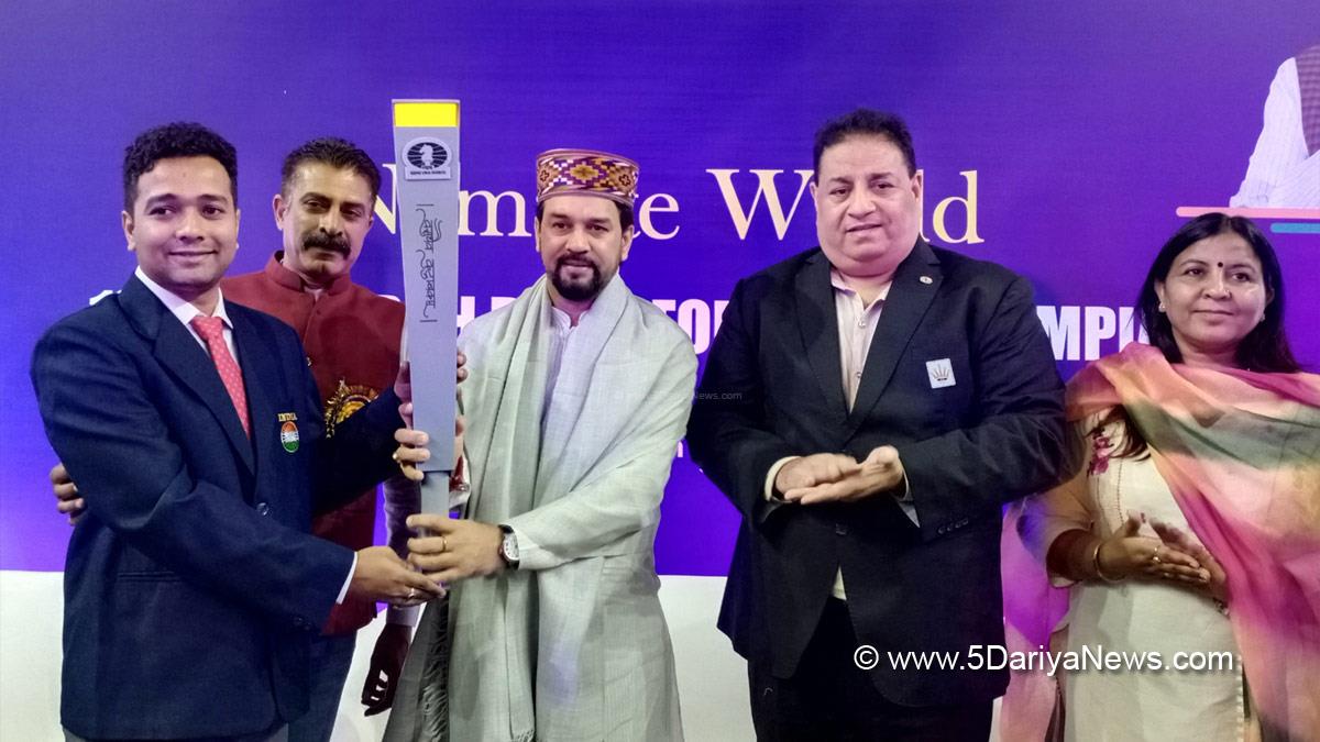 Anurag Thakur, Anurag Singh Thakur, BJP, Bharatiya Janata Party, Minister of Information and Broadcasting, Dharamshala, Chess Olympiad Torch Relay