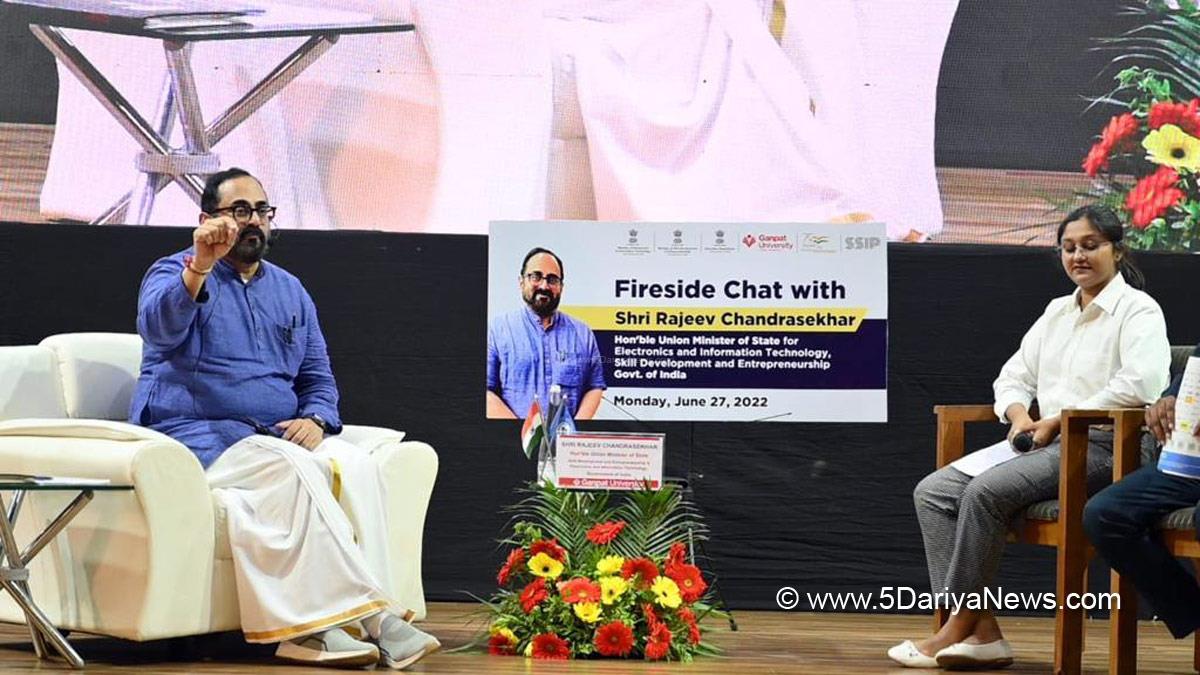 Rajeev Chandrasekhar, Union Minister of State for Electronics & Information Technology and Skill Development & Entrepreneurship, BJP, Bharatiya Janata Party, NIRMA  University, Ahmedabad