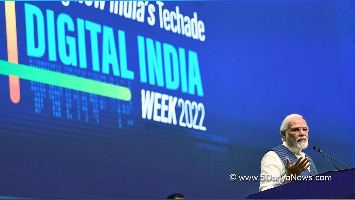 Narendra Modi, Modi, BJP, Bharatiya Janata Party, Prime Minister of India, Prime Minister, Narendra Damodardas Modi, Digital India Bhashini, Digital India Week 2022, Techade, Gandhinagar, Bhupendrabhai Patel, Ashwini Vaishnaw, Rajeev Chandrasekhar, Ayushman Bharat Digital Health Mission