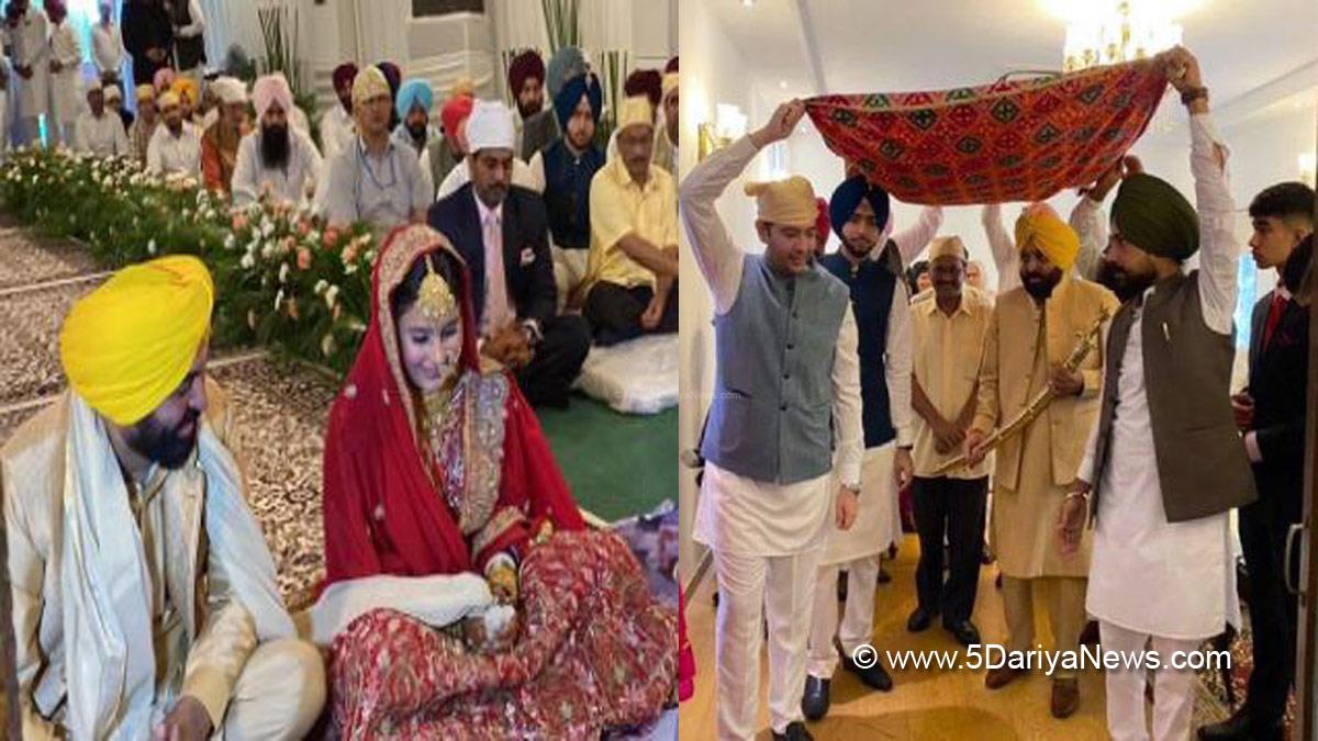 Bhagwant Mann, Bhagwant Mann Marriage Pics, Bhagwant Mann Marriage, Raghav Chadha, Bhagwant Mann Wedding, Arvind Kejriwal, Bhagwant Mann Wife, Bhagwant Mann Wife Pictures, Gurpreet  Kaur, Dr Gurpreet Kaur