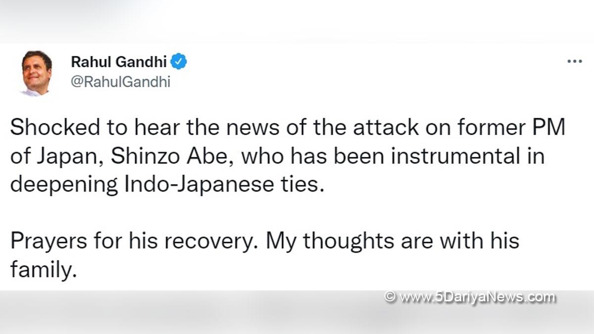Rahul Gandhi, Indian National Congress, Congress, All India Congress Committee, Former Japanese Prime Minister Shinzo Abe, Shinzo Abe Shot, Shinzo Abe News