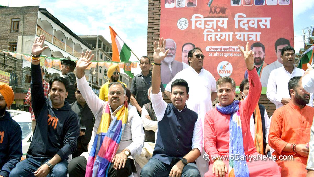 Tiranga rally to Kargil, Tiranga rally, Lal Chowk in Srinagar, Kargil War Memorial, Ravinder Raina, Kashmir, Jammu And Kashmir, Jammu & Kashmir, Jammu, BJP J&K, Tarun Chugh