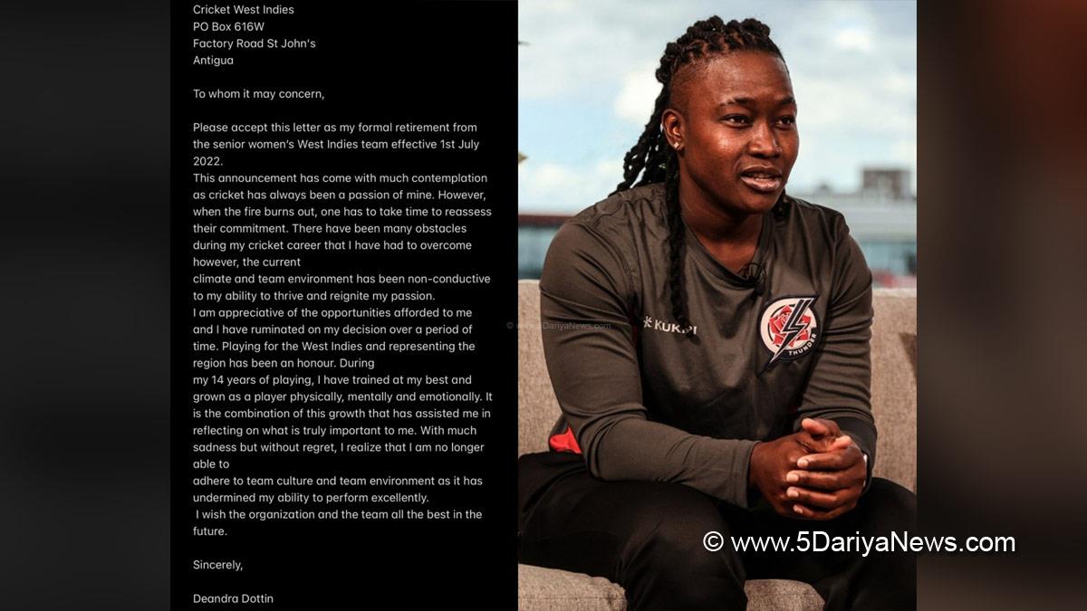 Sports News, Cricket, Cricketer, Player, Bowler, Batswoman, Cricket West Indies, CWI, Deandra Dottin, Retired, Deandra Dottin Retirement, Commonwealth Games 2022, Commonwealth of Nations, Commonwealth Games News, Commonwealth Games Medal Winners, CWG 2022, CWG 2022 Birmingham, Birmingham