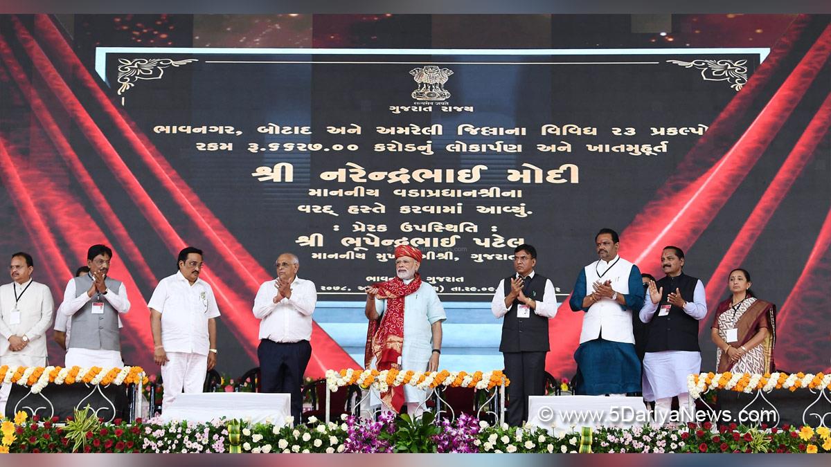 Narendra Modi, Modi, BJP, Bharatiya Janata Party, Prime Minister of India, Prime Minister, Narendra Damodardas Modi, Bhupendra Patel, Bhavnagar, Gujarat, Mansukh Mandaviya