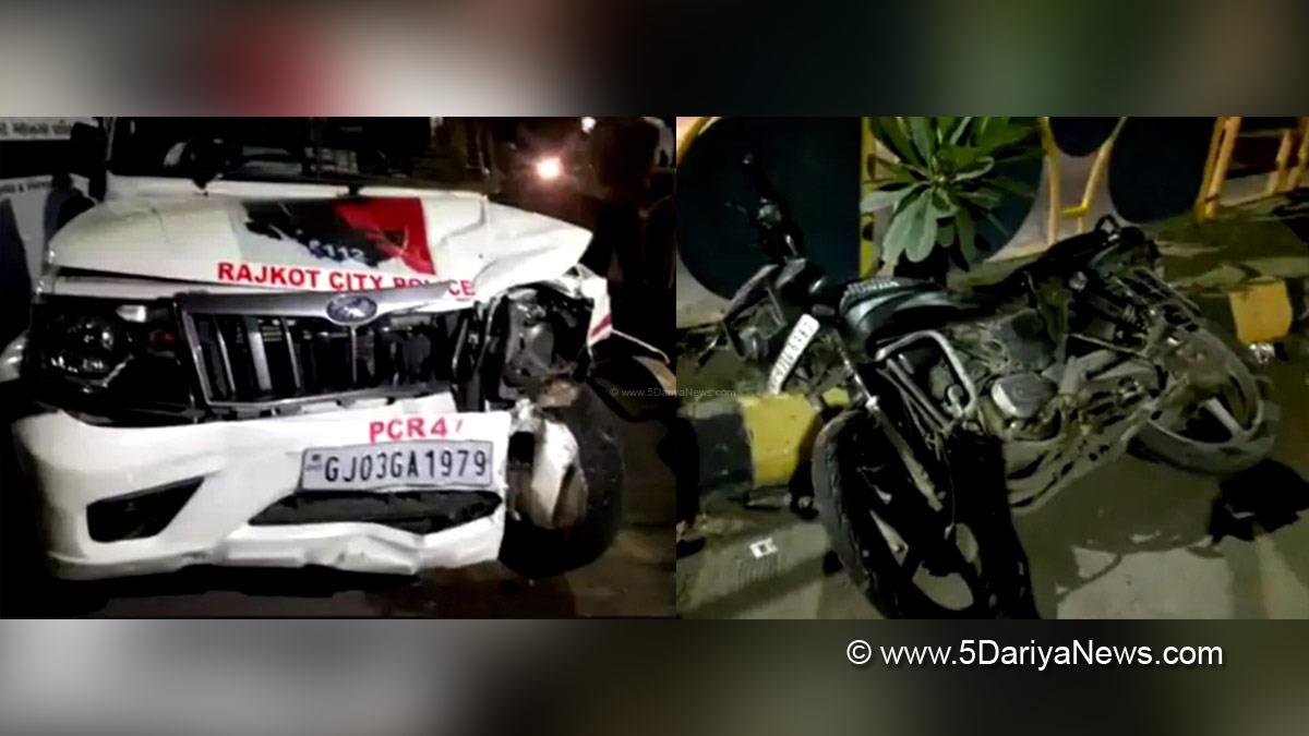 Hadsa, Hadsa India, Rajkot, Accident, Road Accident, Rajkot Accident, Police Car Accident, Gujarat