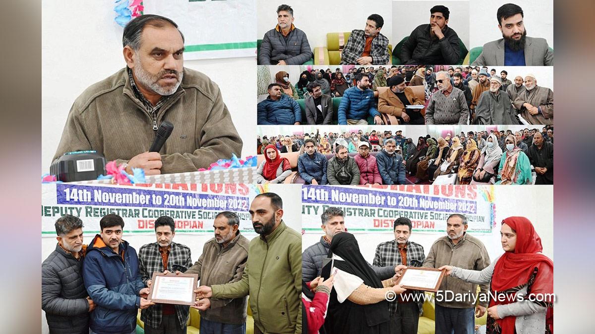 Shopian, Manzoor Hussain, Additional District Development Commissioner, ADDC Shopian, 69th All India Cooperative Week, Jammu And Kashmir, Jammu & Kashmir