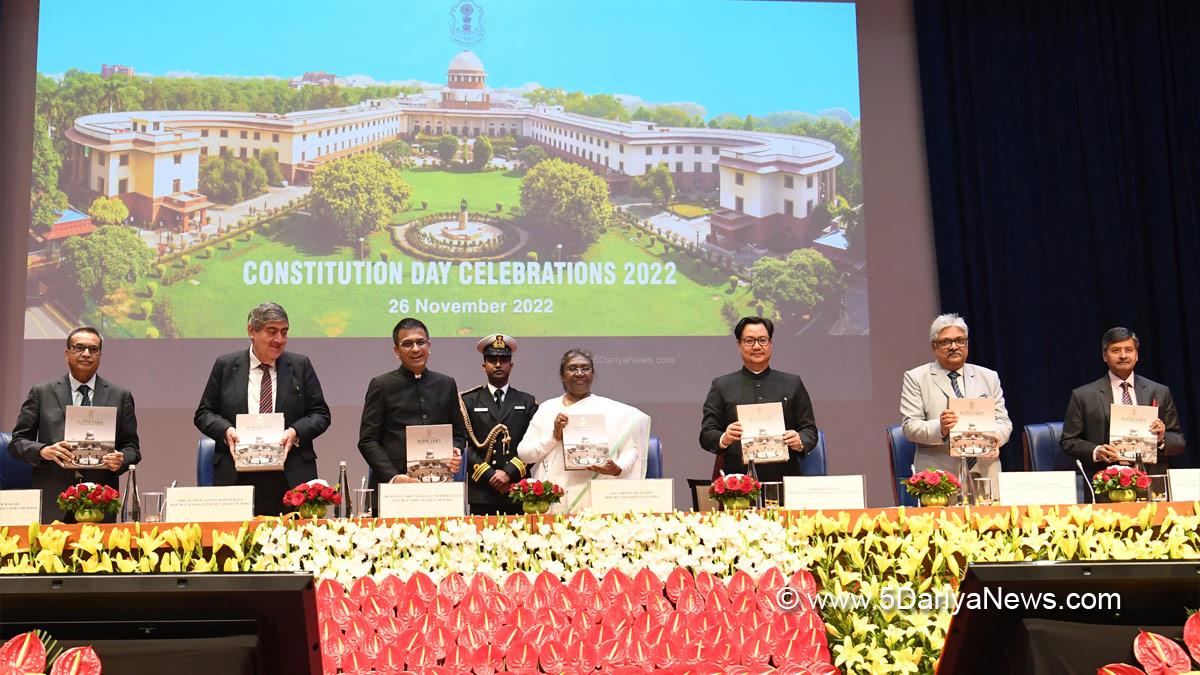 Droupadi Murmu, President of India, President, Indian President, Rashtrapati, Constitution Day Celebrations, Constitution Day, Constitution of India, Indian Democracy, Kiren Rijiju