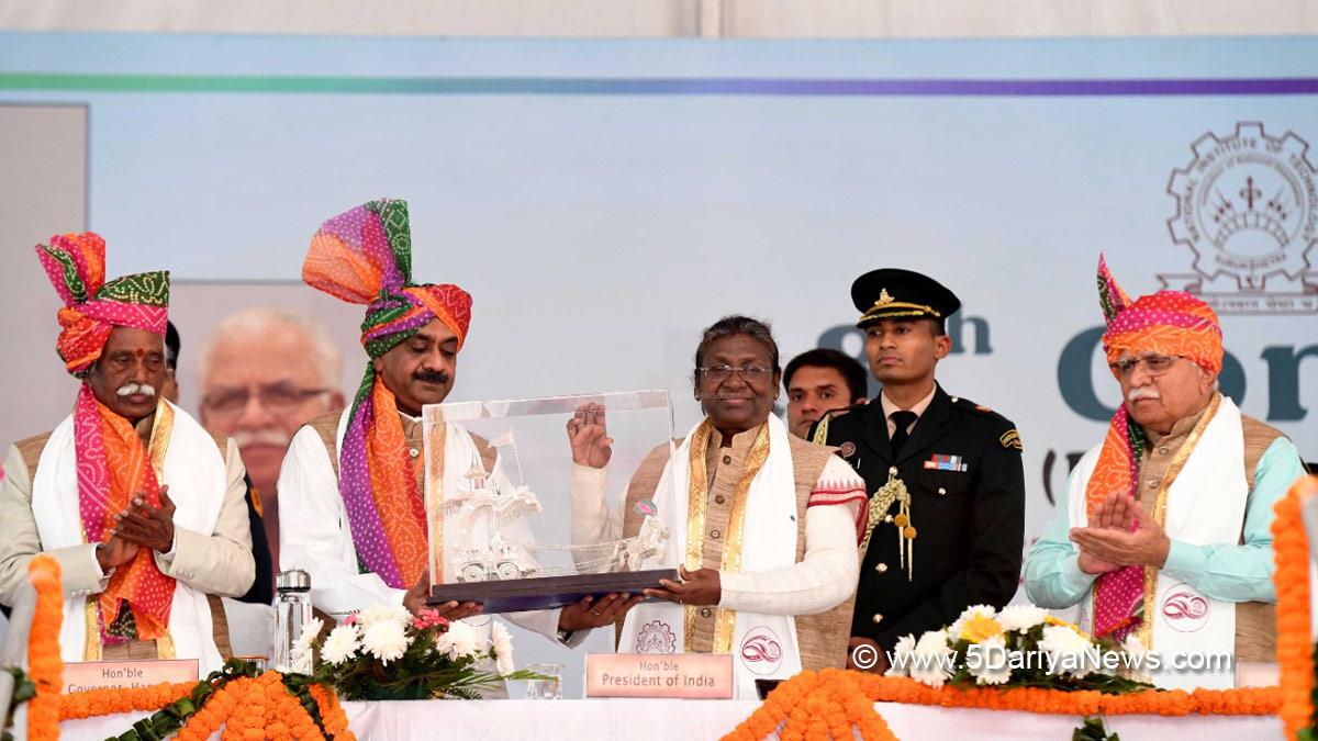 Droupadi Murmu, President of India, President, Indian President, Rashtrapati, National Institute of Technology, NIT, Kurukshetra, NIT Kurukshetra, Manohar Lal Khattar, Haryana, BJP, Haryana Chief Minister, Chief Minister of Haryana