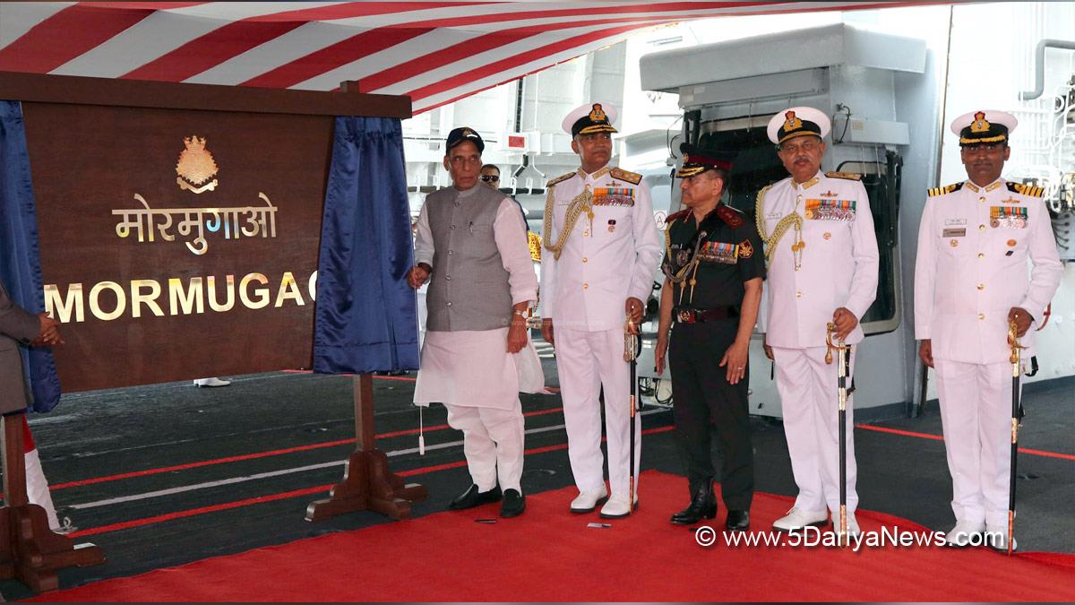 Rajnath Singh, Union Defence Minister, Defence Minister of India, BJP, Bharatiya Janata Party, Indian Naval Ship, INS Mormugao, Mazagon Dock Shipbuilders Limited 