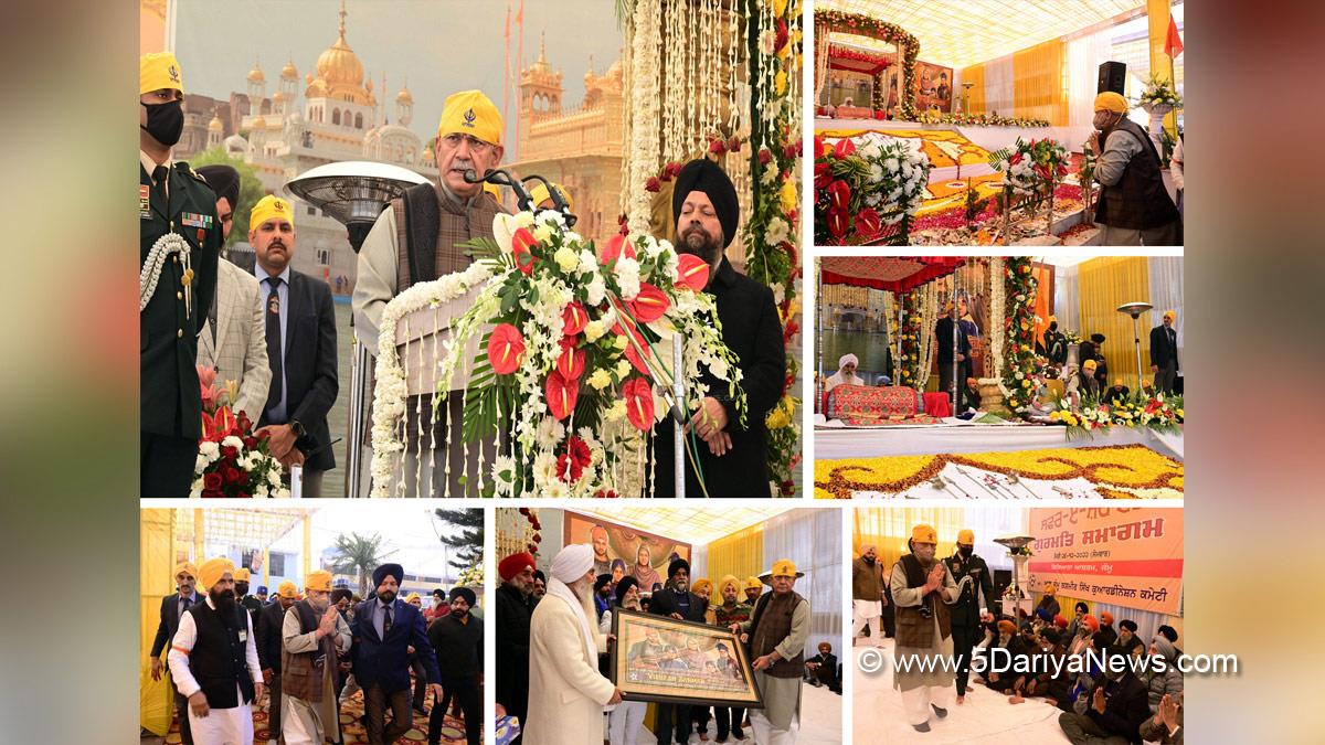 Manoj Sinha, Lieutenant Governor J&K, Raj Bhavan, Jammu, Srinagar, Kashmir, Jammu And Kashmir, Jammu & Kashmir, Shabad Kirtan, Veer Baal Diwas, Gurdwara Sant Mela Singh Dastkari Ashram Digiana Jammu