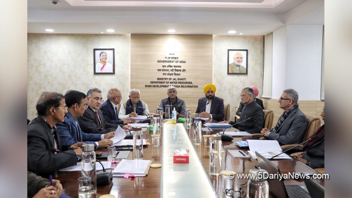 Bhagwant Mann, AAP, Aam Aadmi Party, Aam Aadmi Party Punjab, AAP Punjab, Punjab, Chief Minister Of Punjab, Manohar Lal Khattar, Haryana, Bharatiya Janata Party, BJP, Haryana Chief Minister, Chief Minister of Haryana, Gajendra Singh Shekhawat, Union Minister for Jal Shakti, Satluj Yamuna Link, SYL, Yamuna Satluj Link, YSL