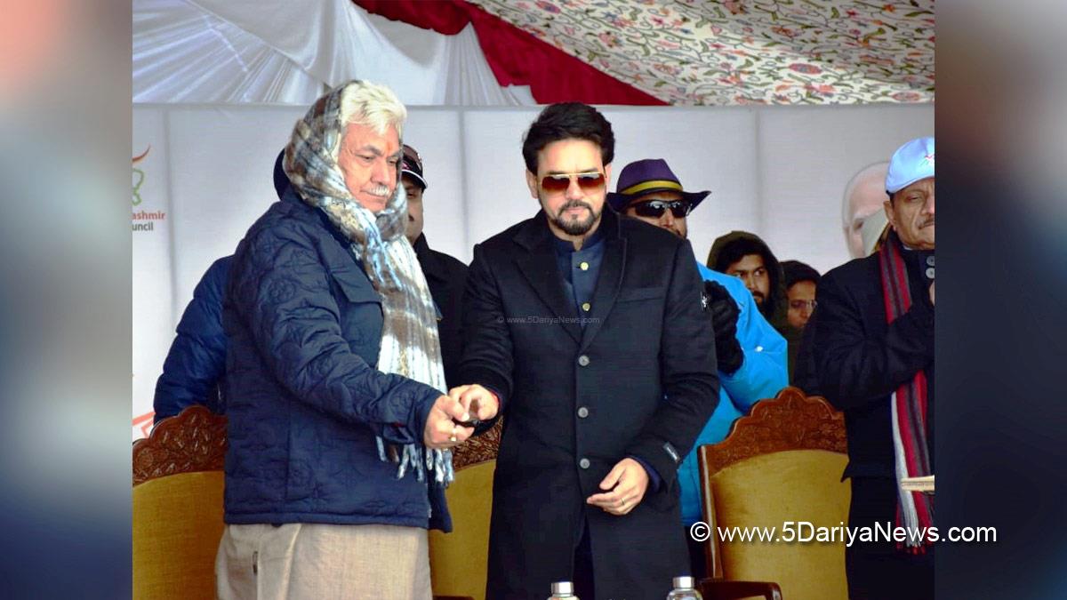 Manoj Sinha, Lieutenant Governor J&K, Raj Bhavan, Jammu, Srinagar, Kashmir, Jammu And Kashmir, Jammu & Kashmir, Anurag Thakur, Anurag Singh Thakur, BJP, Bharatiya Janata Party, Minister of Information and Broadcasting