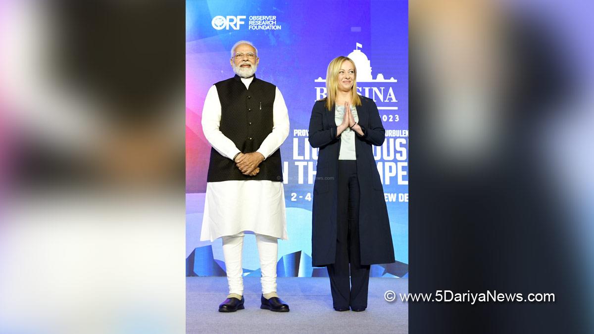 Narendra Modi, Modi, BJP, Bharatiya Janata Party, Prime Minister of India, Prime Minister, Narendra Damodardas Modi, Italian Prime Minister, Giorgia Meloni, International Leader, Raisina Dialogue 2023