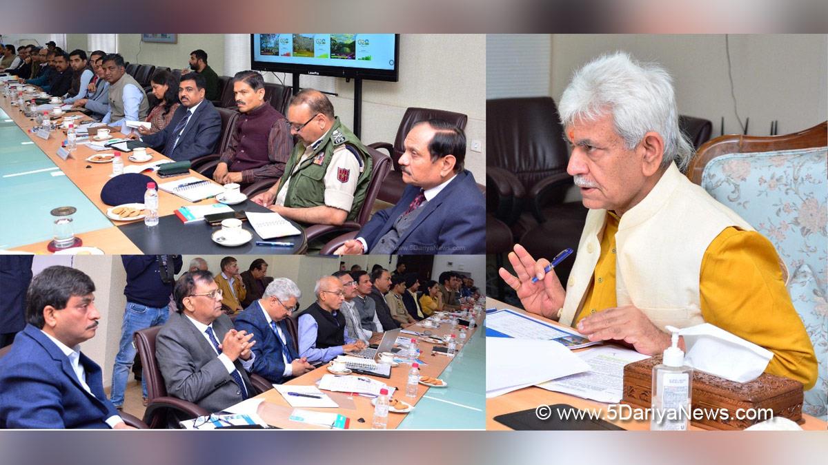 Manoj Sinha, Lieutenant Governor J&K, Raj Bhavan, Jammu, Srinagar, Kashmir, Jammu And Kashmir, Jammu & Kashmir, G20 Meeting, G20, Dr. Arun Kumar Mehta, Chief Secretary, Rajeev Rai Bhatnagar