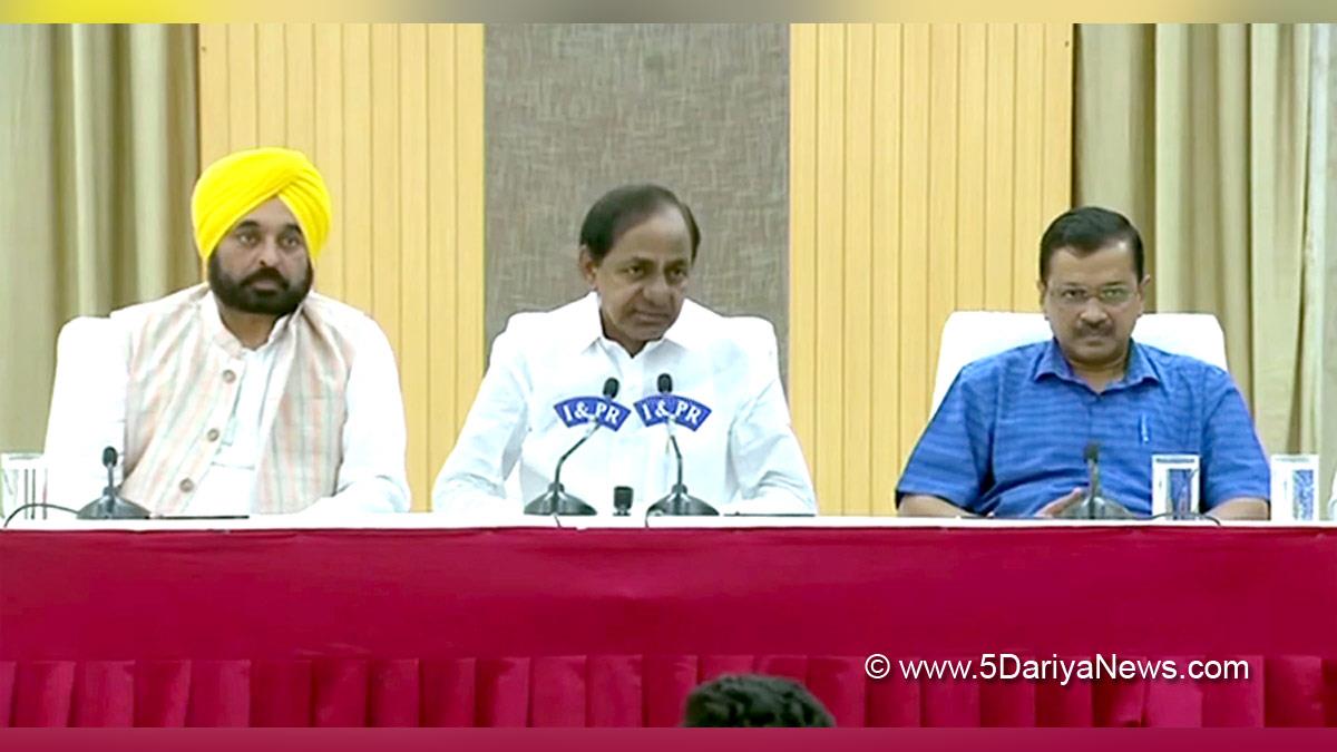 K  Chandrashekar Rao, K. Chandrasekhar Rao, Hyderabad, Telangana, Telangana Rashtra Samithi, TRS, Arvind Kejriwal, AAP, Aam Aadmi Party, Delhi Chief Minister, New Delhi, Bhagwant Mann,  Aam Aadmi Party Punjab, AAP Punjab, Government of Punjab, Punjab Government, Punjab, Chief Minister Of Punjab, Bharat Rashtra Samithi, BRS
