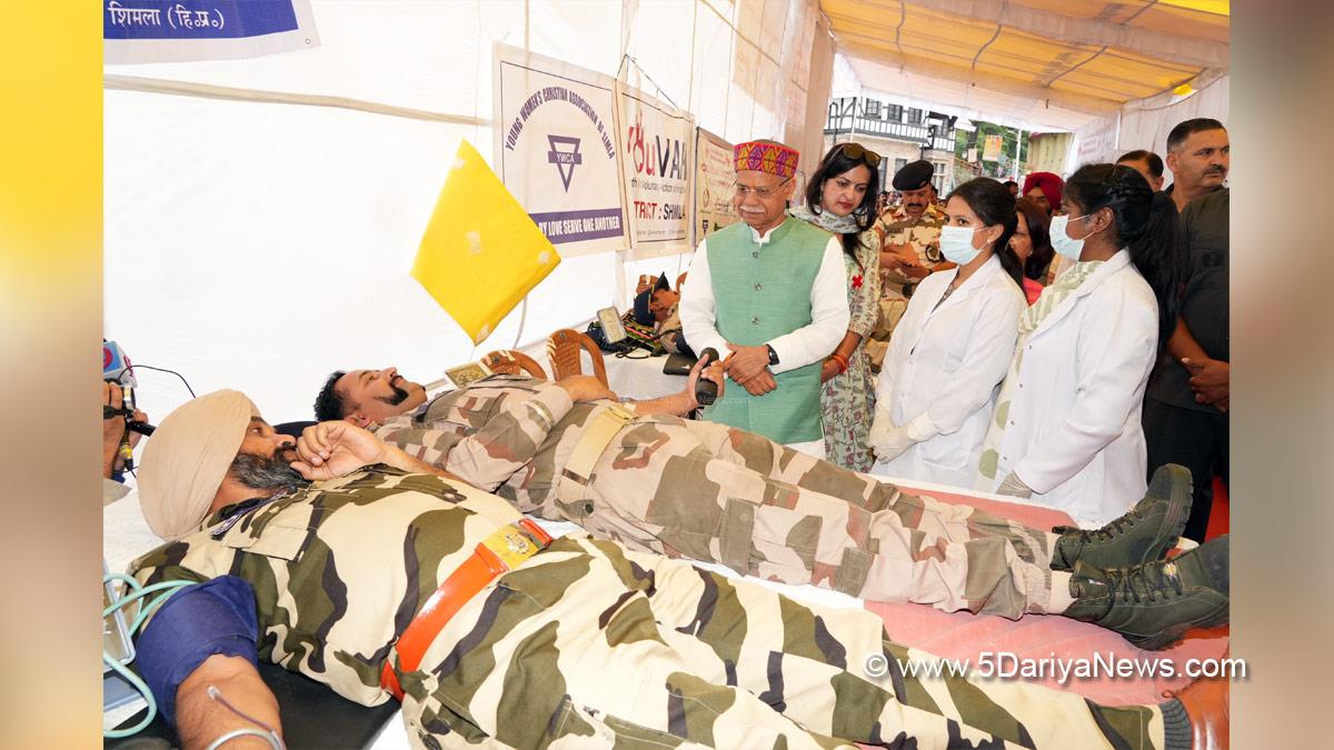 Shiv Pratap Shukla, Himachal Pradesh, Himachal, Bharatiya Janata Party, BJP, BJP Himachal, Shimla, Raj Bhawan, Blood Donation Camp, Himachal Pradesh State Red Cross Hospital Welfare Branch