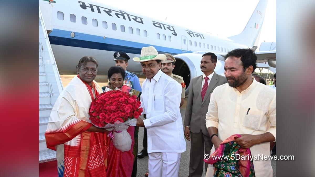 Droupadi Murmu, President of India, President, Indian President, Rashtrapati, Gangapuram Kishan Reddy, G. Kishan Reddy, BJP, Bharatiya Janata Party, K Chandrashekar Rao, K. Chandrashekar Rao, Kalvakuntla Chandrashekhar Rao, Telangana Rashtra Samithi, TRS, Telangana, Hyderabad, KCR