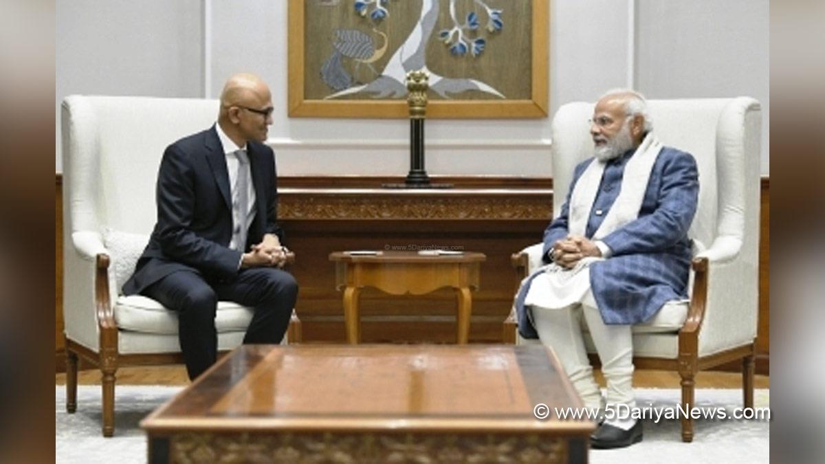 Narendra Modi, Modi, BJP, Bharatiya Janata Party, Prime Minister of India, Prime Minister, Narendra Damodardas Modi, Satya Nadella, CEO Microsoft,  Artificial Intelligence, AI