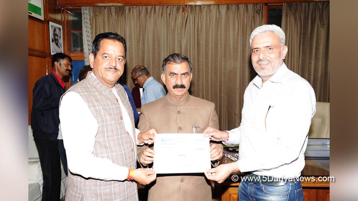 Sukhvinder Singh Sukhu, Himachal Pradesh, Himachal, Congress, Indian National Congress, Himachal Congress, Shimla, Chief Minister of Himachal Pradesh, Sunder Singh Thakur, CM Relief Fund
