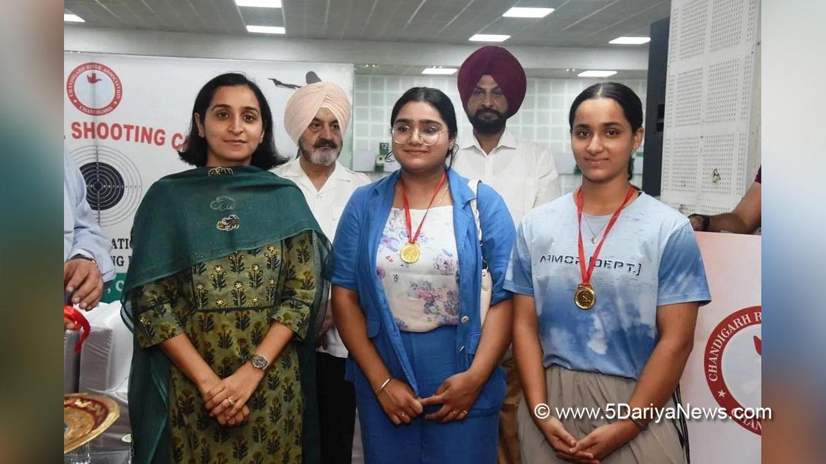 Sports News, Shooting, Naina, Carmel Convent School, Double Gold Medal, Salvo Shooter Arena,  Arena Shooting Range, Mohali 