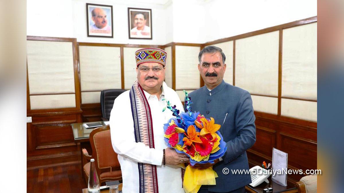 Jagat Prakash Nadda, BJP President, BJP, Bharatiya Janata Party, Sukhvinder Singh Sukhu, Himachal Pradesh, Himachal, Congress, Indian National Congress, Himachal Congress, Shimla, Chief Minister of Himachal Pradesh
