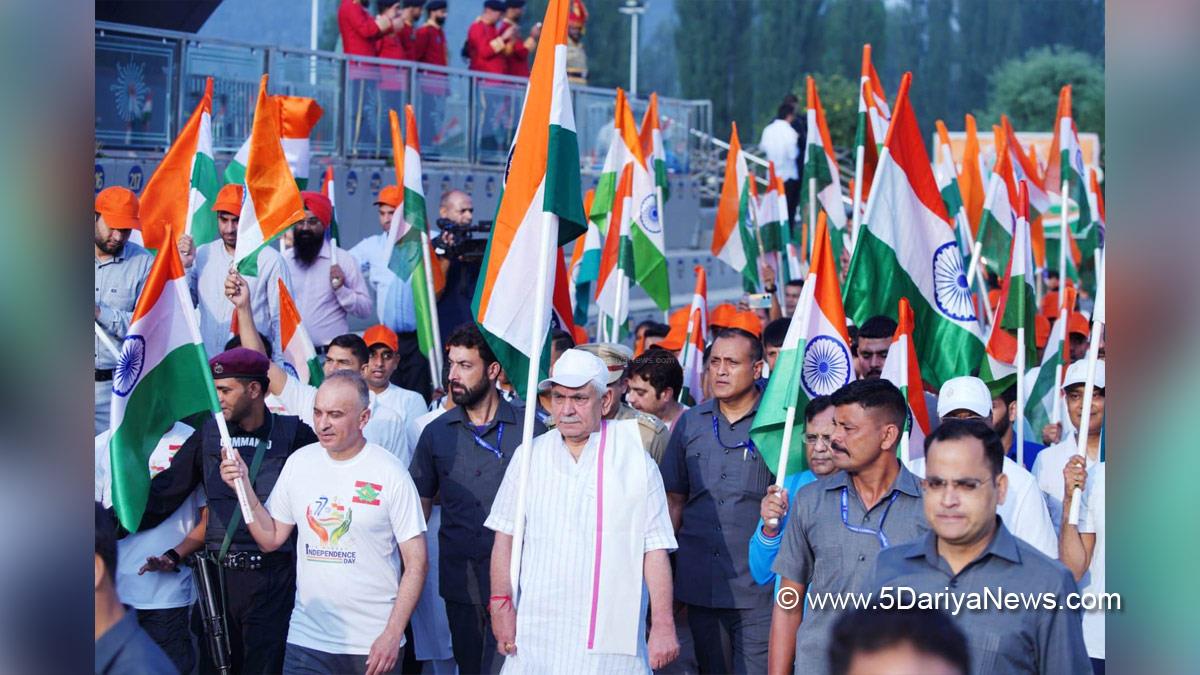 Manoj Sinha, Lieutenant Governor J&K, Raj Bhavan, Jammu, Srinagar, Kashmir, Jammu And Kashmir, Jammu & Kashmir, Meri Maati Mera Desh, Tiranga Rally, Har ghar Tiranga