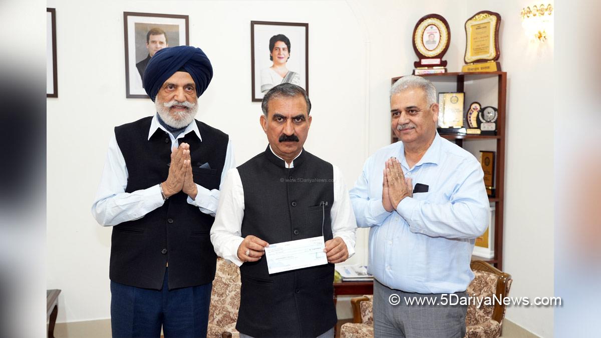 Radha Soami Satsang Beas,Aapda Rahat Kosh, D.S. Guram, Sunil Talwar, Sukhvinder Singh Sukhu, Himachal Pradesh, Himachal, Congress, Indian National Congress, Himachal Congress, Shimla, Chief Minister of Himachal Pradesh
