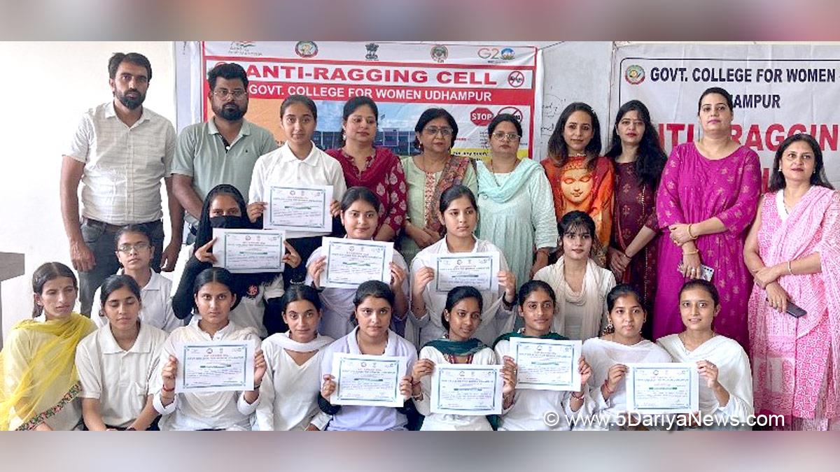 SAY NO TO RAGGING, Anti ragging week, Udhampur, Kashmir, Jammu And Kashmir, Jammu & Kashmir, District Administration Udhampur, GCW Udhampur, Tania Akhtar