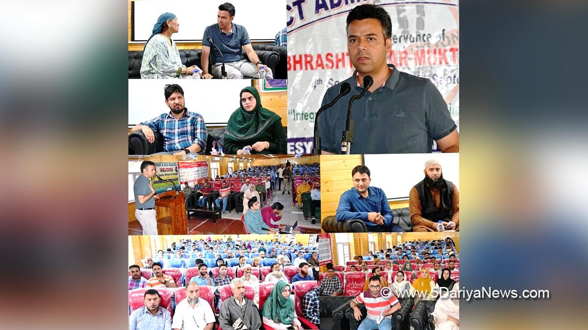 Kulgam, Deputy Commissioner Kulgam, Dr. Bilal Mohi-Ud-Din Bhat, Kashmir, Jammu And Kashmir, Jammu & Kashmir, District Administration Kulgam, Bhrashtachar Mukt J&K celebrations, Bhrashtachar Mukt J&K, Brashtachar Mukt J&K Week 